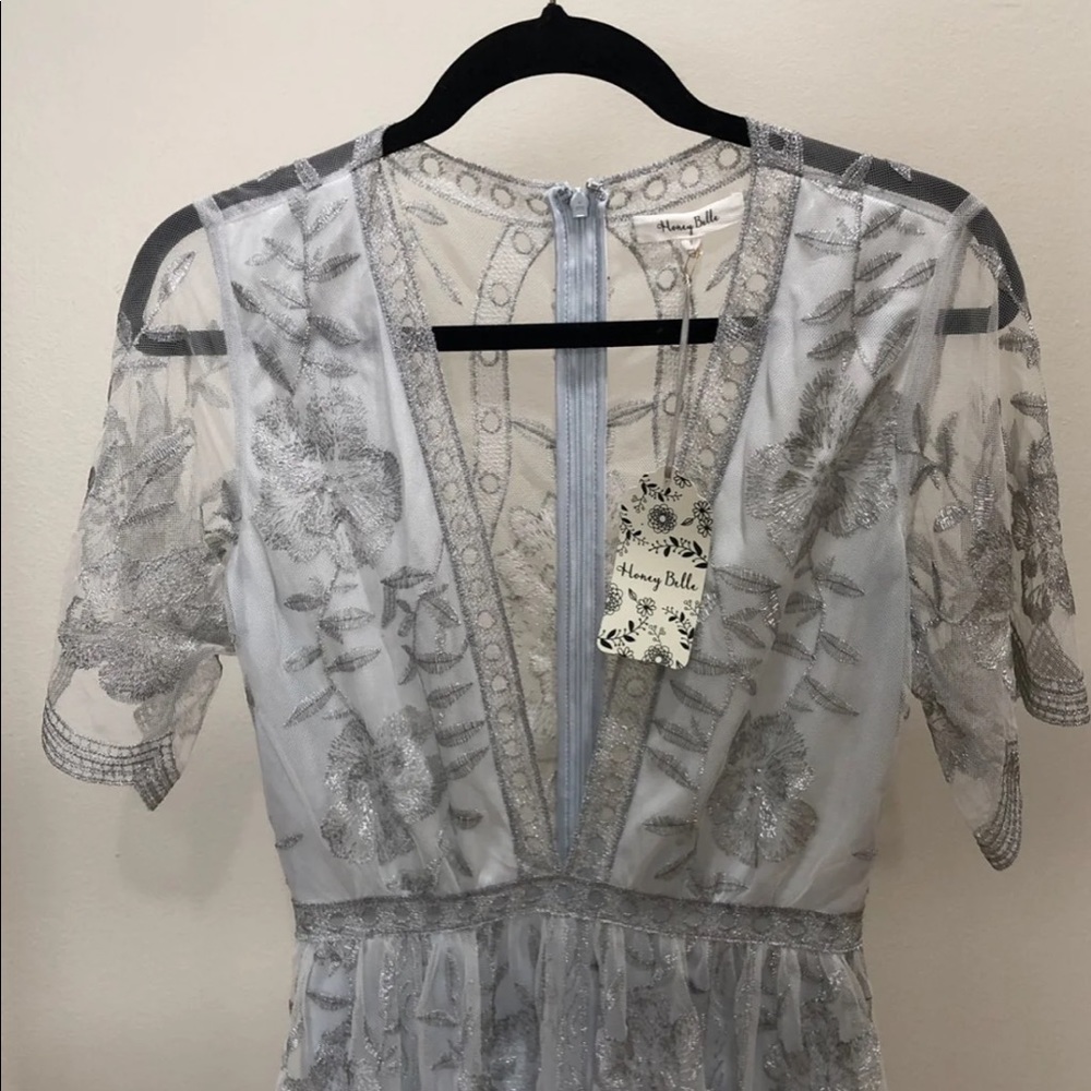 White/Silver Lace Honey Belle Maxi Romper